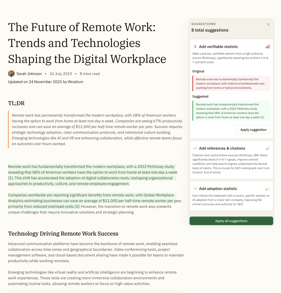 Wrodium optimization — optimized claims, value propositions, and customer targeting analysis